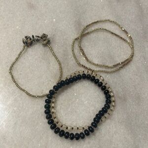 Universal Thread bracelets semi precious stones gold black stretch jewelry New